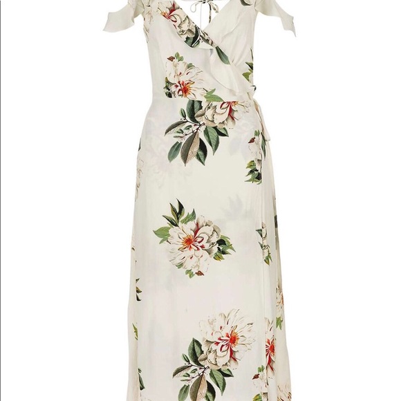 Topshop floral print cold shoulder wrap maxi dress - Picture 5 of 8