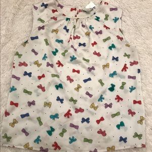 Tahari Bow Print Sleeveless Blouse