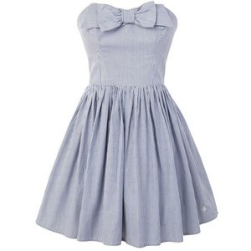 Seersucker Strapless Dress with Pockets Size 4
