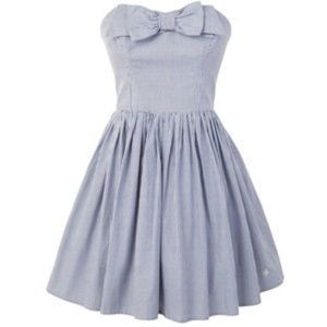 Seersucker Strapless Dress with Pockets Size 4