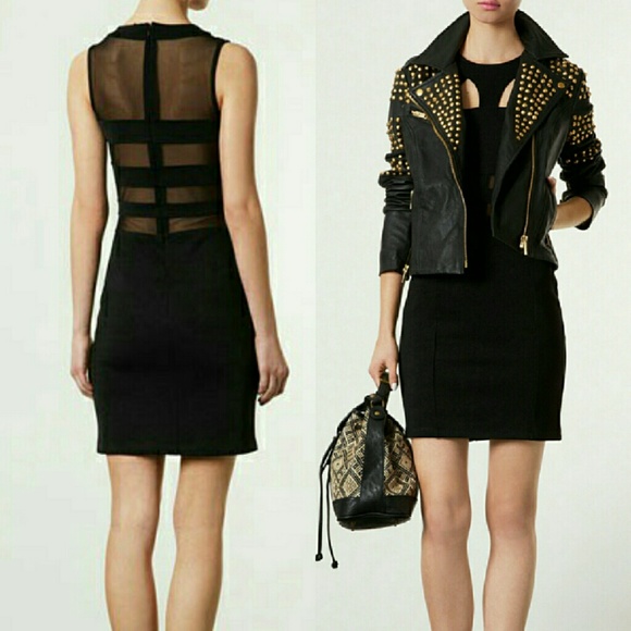 Topshop Dresses & Skirts - Topshop black mesh & bandage bodycon dress
