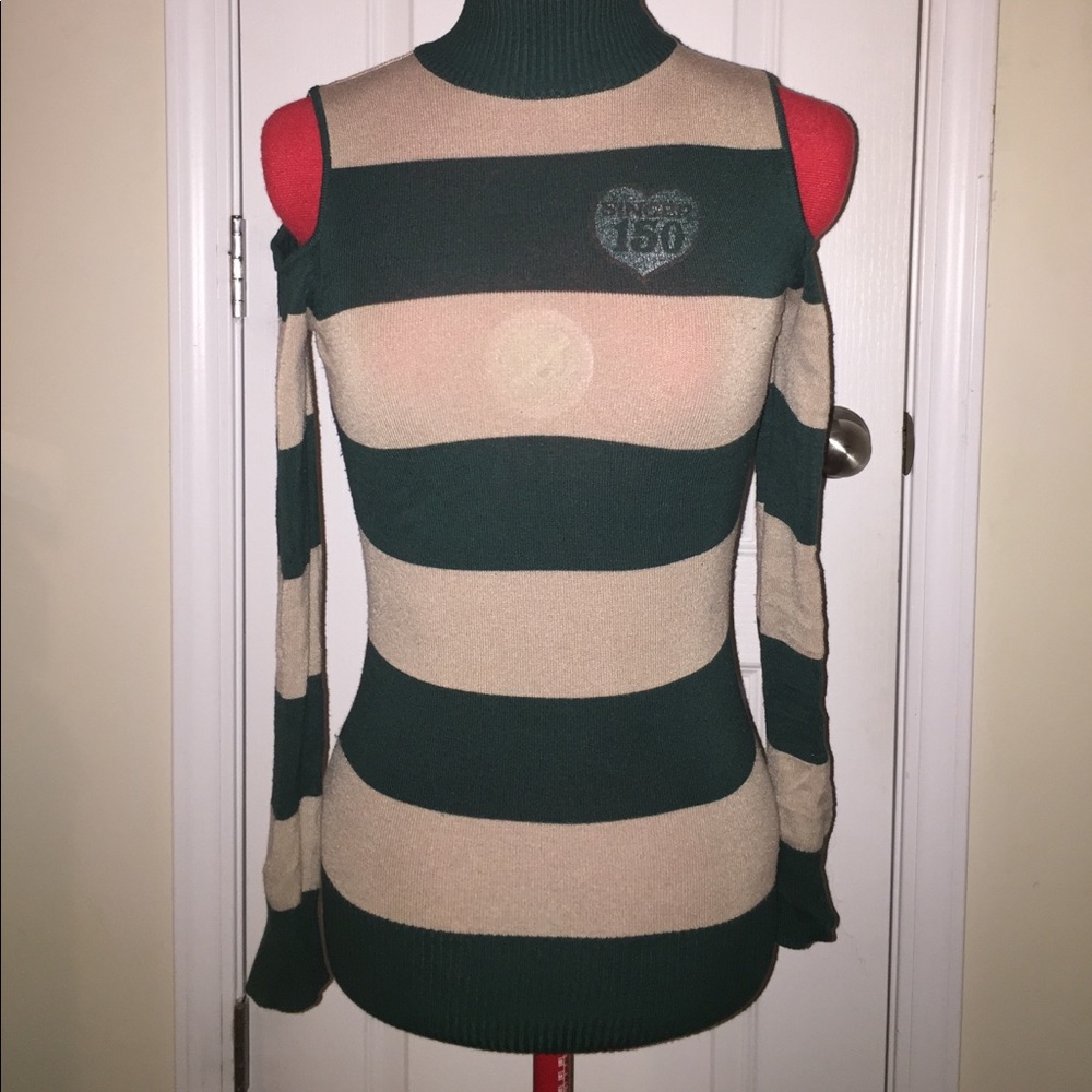 Striped Cut Out LS Top