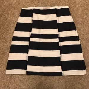 Loft Navy/white stripe patterned skirt