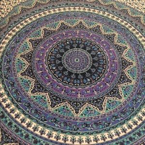 Flower and elephant mandala tapestry