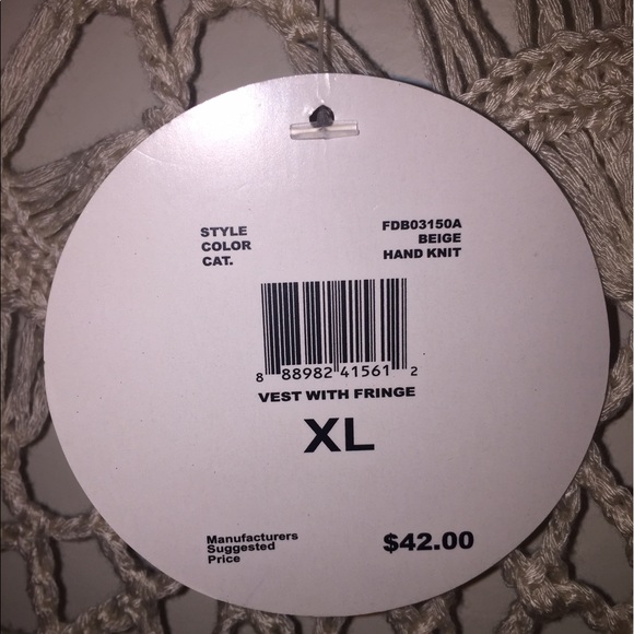 hand knit vest with fringe - Picture 3 of 3