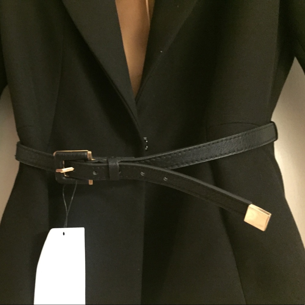 Zara Basic Collection, Tailored Black Jacket /Belt - image 2
