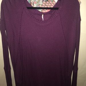 Free People Long Sleeves Magenta/Violet Top