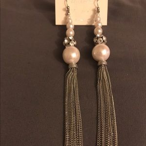 White pearl earrings