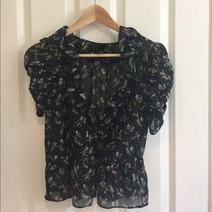 H&M bird and flower blouse