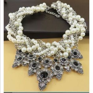 Pearl and gem statement necklace