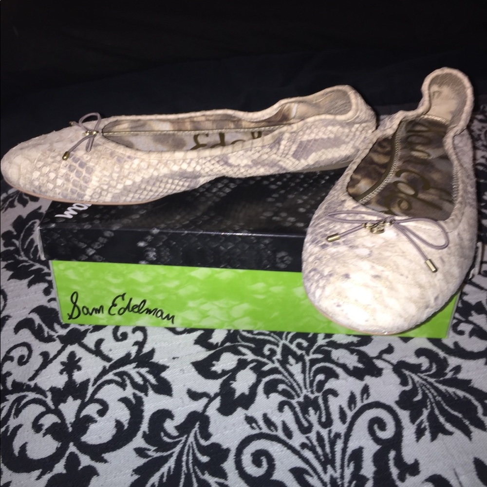 Sam Edelman natural (snakeskin) print flats