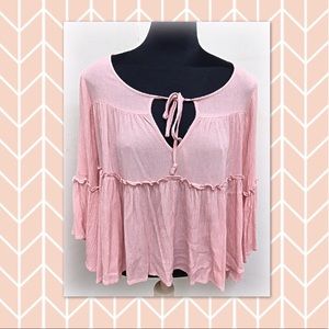 Blush gauze material boho top