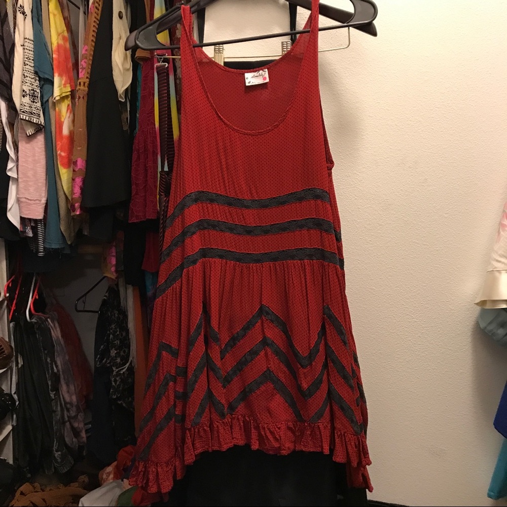 Free people trapeze slip dress red
