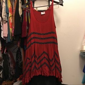 Free people trapeze slip dress red