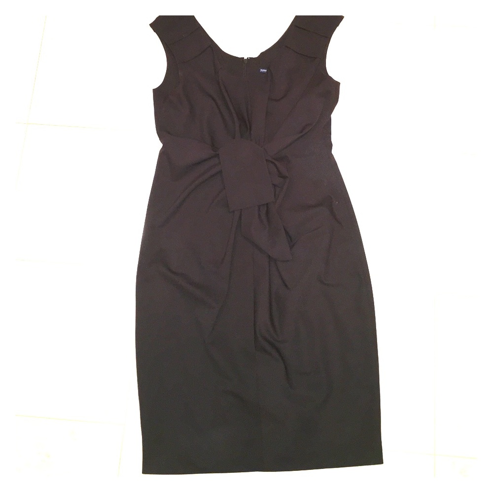 Brown Front-Tie Wool Dress