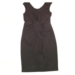 Brown Front-Tie Wool Dress
