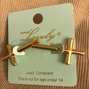 Gold cross earrings