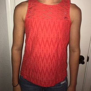 J Crew Orange Eyelet Tank SZ 0