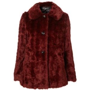 Topshop red fur coat