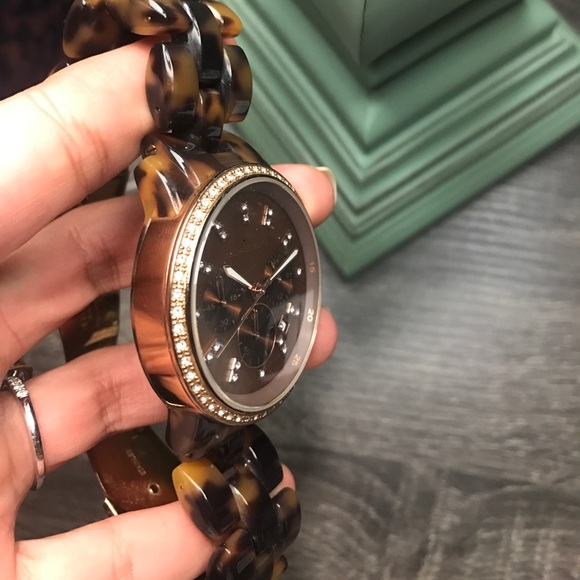 MICHEAL KORS TORTOISE JEW FACED WATCH - Picture 2 of 8