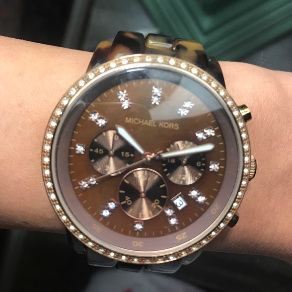 MICHEAL KORS TORTOISE JEW FACED WATCH - Picture 8 of 8