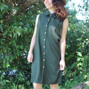Button up green collard dress