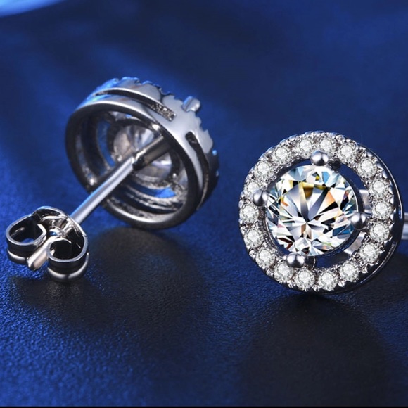 Diamond Halo Studs - Picture 3 of 5