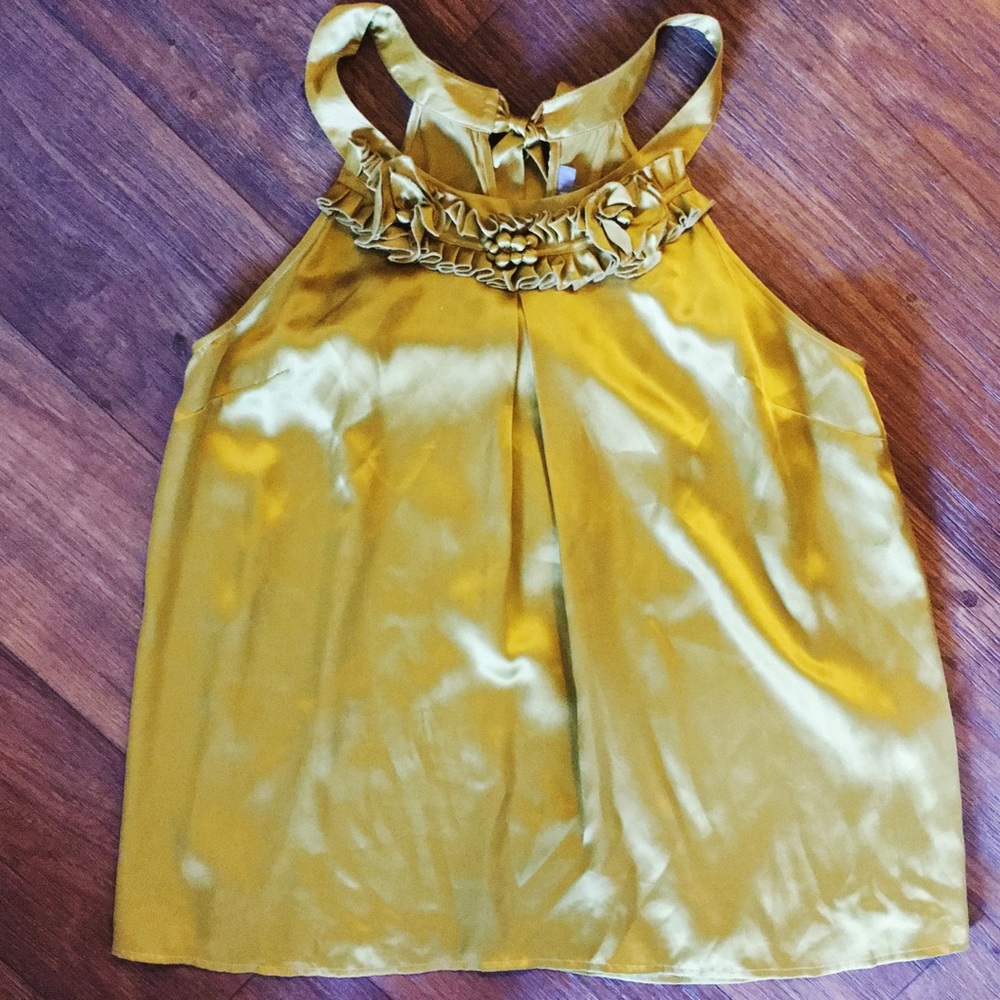 donated! silk halter top with ruffled collar