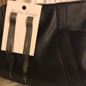 Silver long hanging earrings