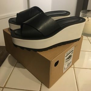 ZARA Sandals Slides Black White Platform size 6 36