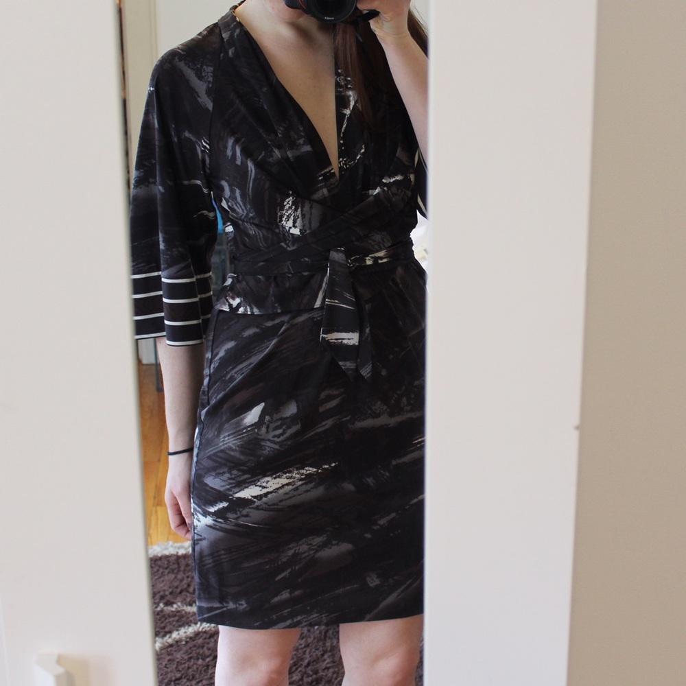 BCBGMaxAzria Kimono-Style Faux Wrap Dress