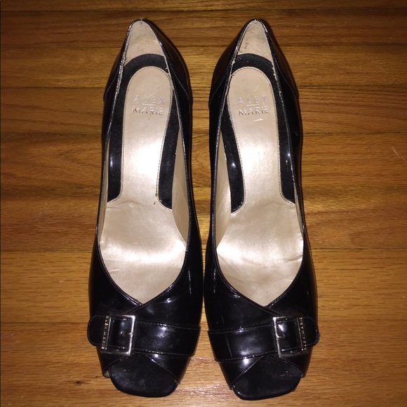 Alex Marie Shoes - Alex Marie Black Wedge Peep Toe