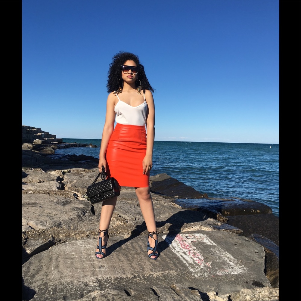 Faux Leather Pencil Skirt