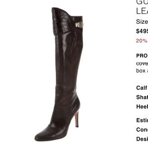 Gucci Knee-High Black Crocodile Heeled Boots