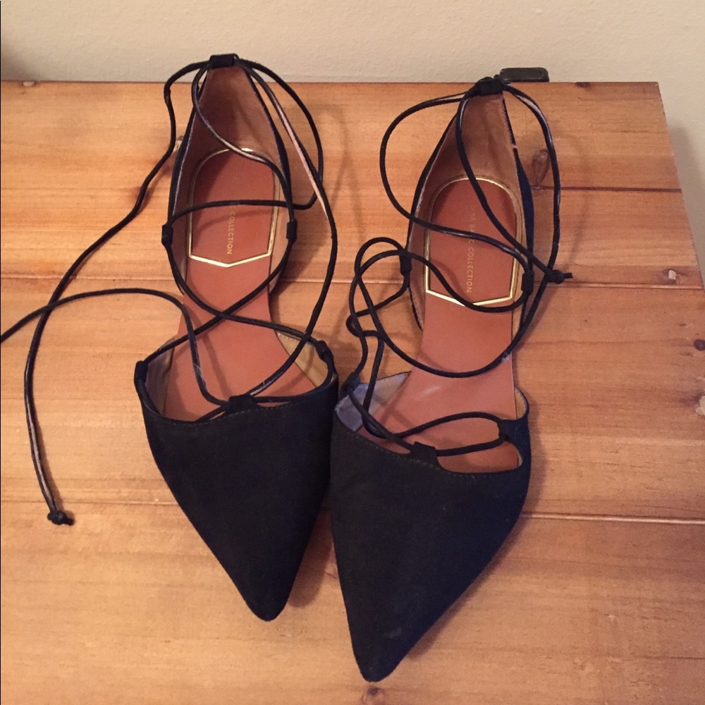 Zara Black Lace up Flats