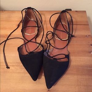 Zara Black Lace up Flats