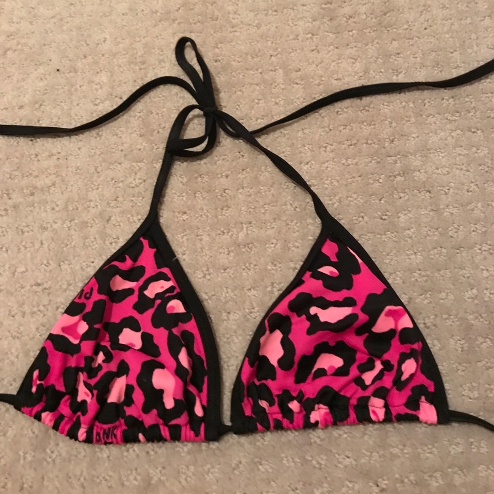 PINK swim cheetah print string bikini top