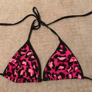 PINK swim cheetah print string bikini top