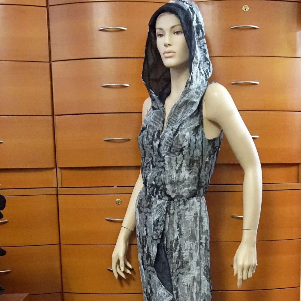 Linen Gauze Summer Maxi Dress With Hood - Made In Europe Party Dress