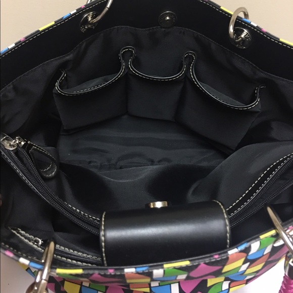 THE SAK COLORFUL GEOMETRIC PRINT NYLON PVC TOTE - Picture 7 of 8