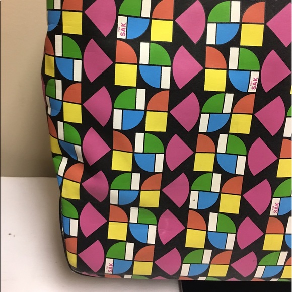 THE SAK COLORFUL GEOMETRIC PRINT NYLON PVC TOTE - Picture 8 of 8