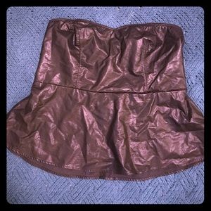 Cute leather look strapless top size 2