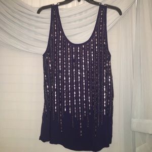 Dark blue sparkly tank top.