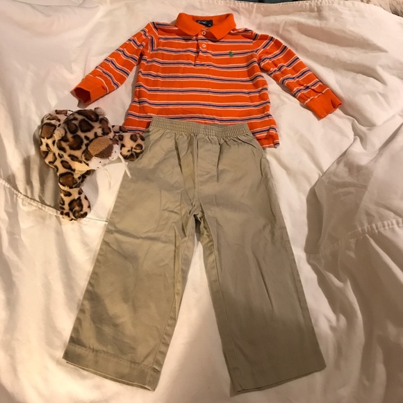 khaki pants striped shirt