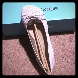 Maurices Cream Crochet Flats