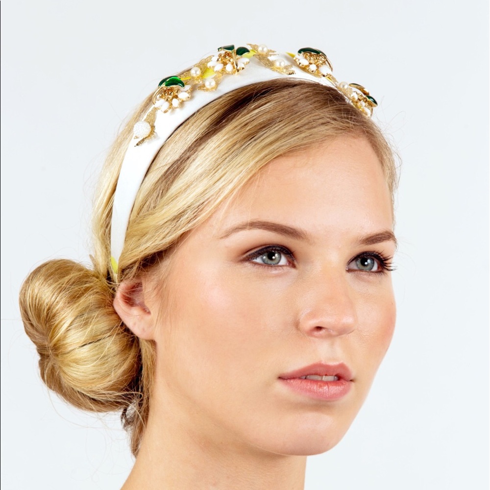 Italian gold butterfly 🦋 white Floral Headband