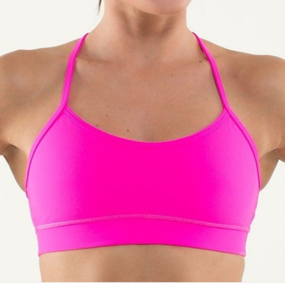 SOLD - Lululemon Flow Y Bra Size 4 - Pow Pink - Picture 5 of 6