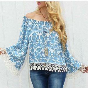 Rodeo Fox Blue Paisley Baja Top