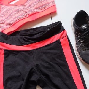Knee length black with pink stripe athletic pants