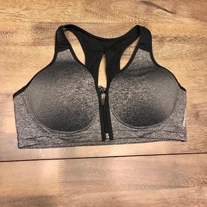 Reebok High Support Push Up Zipper Sports Bra Grey
